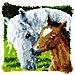 Cuscino A Crochet, Soggetto: Cavallo E Puledro - Foto miniatura 1