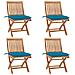 Sedie da Giardino Pieghevoli con Cuscini 4 pz Massello di Teak - Foto miniatura 1