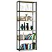 Scaffale stile loft con ripiani in legno, 6 ripiani, 70x32x192 cm, Colore Nero e Quarcia Artisan - Foto miniatura 1