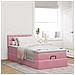 Struttura Letto Pouf Con Materasso Rosa 90x200 Cm In Velluto - Foto miniatura 3
