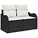 Set divano da giardino 6 pezzi con cuscini in rattan poliestere nero,  Divano da giardino a 2 posti con cuscini in rattan poliestere nero - Foto miniatura 4