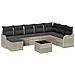 Set divano giardino  9 pezzi con cuscini grigio polirattan, Divano giardino  2 posti con cuscini grigio chiaro polirattan - Foto miniatura 1