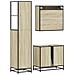 Set Mobili da Bagno 3 pz Rovere Sonoma in Legno Multistrato - Foto miniatura 7