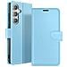 Custodia A Portafoglio Per Galaxy S24 Fe Con Funzione Di Supporto E Linguetta Magnetica, Azzurro - Foto miniatura 1