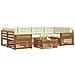 Set di divani da esterno con cuscino 8 pcs Naturale e Crema - Foto miniatura 3