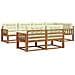 Set di divani da esterno con cuscino 7 pcs Naturale e Crema - Foto miniatura 1