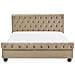 Letto Matrimoniale In Velluto Beige Stile Chesterfield 180x200cm Avallon - Foto miniatura 12