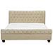 Letto Matrimoniale In Velluto Beige Stile Chesterfield 180x200cm Avallon - Foto miniatura 4