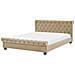 Letto Matrimoniale In Velluto Beige Stile Chesterfield 180x200cm Avallon - Foto miniatura 18