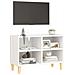 Mobile TV con Gambe in Legno Massello Bianco 69,5x30x50 cm - Foto miniatura 3