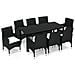 Set Pranzo Da Giardino 9 Pz Con Cuscini In Polyrattan Nero - Foto miniatura 2