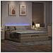 Pouf Letto Con Materasso E Led Crema 180x200cm In Tessuto - Foto miniatura 3