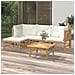 Set Salotto da Giardino 5pz con Cuscini Bianco Crema in Bambù - Foto miniatura 2