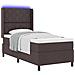 letto a doghe  con materasso e LED marrone scuro 100x200 cm in tessuto - Foto miniatura 1