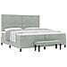 Letto Box Spring con Materasso e Panchetta Grigio Chiaro 200x200 cm in Velluto - Foto miniatura 1
