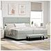 Letto Box Spring con Materasso e Panchetta Grigio Chiaro 200x200 cm in Velluto - Foto miniatura 2