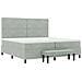 Letto Box Spring con Materasso e Panchetta Grigio Chiaro 200x200 cm in Velluto - Foto miniatura 8