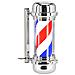 Barber Pole Palo Da Barbiere Insegna Barber Shop 57 Cm Argento - Foto miniatura 3