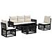 Set Divano da Giardino 6 pz Nero e Bianco Crema polyrattan - Foto miniatura 1