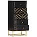 Cassettiera Nero E Oro 45x30x105 Cm In Legno Massello Di Mango - Foto miniatura 2