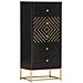 Cassettiera Nero E Oro 45x30x105 Cm In Legno Massello Di Mango - Foto miniatura 4
