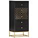 Cassettiera Nero E Oro 45x30x105 Cm In Legno Massello Di Mango - Foto miniatura 1