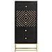 Cassettiera Nero E Oro 45x30x105 Cm In Legno Massello Di Mango - Foto miniatura 6