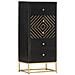 Cassettiera Nero E Oro 45x30x105 Cm In Legno Massello Di Mango - Foto miniatura 7