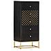 Cassettiera Nero E Oro 45x30x105 Cm In Legno Massello Di Mango - Foto miniatura 9