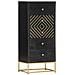 Cassettiera Nero E Oro 45x30x105 Cm In Legno Massello Di Mango - Foto miniatura 10