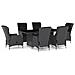 Set Pranzo Da Giardino 7pz Con Cuscini Polyrattan Grigio Scuro - Foto miniatura 1
