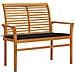 Panca Da Giardino Con Cuscino Nero 112 Cm In Legno Di Teak - Foto miniatura 1