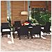 Set Da Pranzo Per Giardino 7 Pz Con Cuscini Polyrattan Nero - Foto miniatura 1