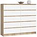 Cassettiera K140, 10 cassetti, 138x40x121 cm, Colore Sonoma Quercia e Bianco - Foto miniatura 1