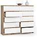 Cassettiera K140, 10 cassetti, 138x40x121 cm, Colore Sonoma Quercia e Bianco - Foto miniatura 2