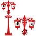 Lampione Natale Con Luce Led Scena Natalizia Neve Motorizzata Musica 188cm Rosso - Foto miniatura 1
