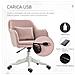 Sedia da Ufficio Massaggiante a 2 Punti con Cuscino e Braccioli, in Tessuto, 57x70x78-86 cm, Rosa - Foto miniatura 4