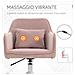 Sedia da Ufficio Massaggiante a 2 Punti con Cuscino e Braccioli, in Tessuto, 57x70x78-86 cm, Rosa - Foto miniatura 6