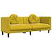 Divano A 3 Posti Con Cuscini Giallo In Velluto - Foto miniatura 2