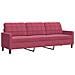 Set di Divani 3 pz con Cuscini Rosso Vino in Velluto - Foto miniatura 6