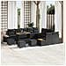 Set Divano da Giardino con cuscino 14 pcs Nero Poly Rattan - Foto miniatura 2