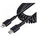 Cavo USB-C a Lightning da 50 cm Certificato MFi, Cavetto iPhone Spiralato di Ricarica /Alimentazione, Resistente Cavo Tipo C a Lightning in Fibra Aramidica con Rivestimento TPE, Cavo Caricatore Nero - Foto miniatura 1
