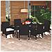 Set Da Pranzo Per Giardino 7 Pz Con Cuscini Polyrattan Nero - Foto miniatura 1