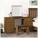 Set Toeletta Con Specchio Marrone Miele Legno Massello Di Pino - Foto miniatura 1