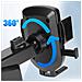 Supporto Auto Per Smartphone Blocco Automatico Fissaggio A Ventosa, Nero - Foto miniatura 2