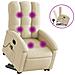Poltrona Alzapersona Massaggiante Reclinabile Crema in Tessuto - Foto miniatura 1