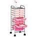 Carrello Portaoggetti Con 10 Cassetti Rosa Sfumato In Plastica - Foto miniatura 2