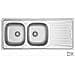 Lavello Incasso Acciaio Inox 116x50 Cm Gocciolatoio Dx - Foto miniatura 2