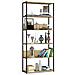 Scaffale stile loft con ripiani in legno, 6 ripiani, 80x32x192 cm, Colore Nero e Quarcia Artisan - Foto miniatura 1