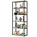 Scaffale stile loft con ripiani in legno, 6 ripiani, 80x32x192 cm, Colore Nero e Quarcia Artisan - Foto miniatura 2